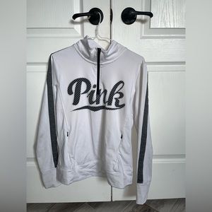 pink victoria secret white quarter zip